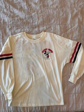 Disney Mickey Long sleeve with Red & Black Sleeve Stripes